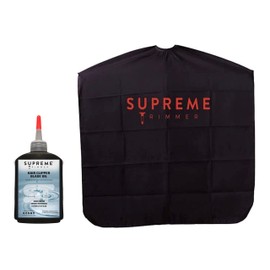 Supreme Trimmer Red Logo Barber Cape & STO710 Clipper Blade Oil Kit