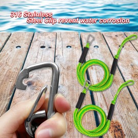 GANGXUN Mooring with 4ft Bungee Dock Line 2-Pack - Essential Accessories for Diverse Watercraft Built in Snubber, Kayak, Watercraft, SeaDoo, Jet Ski, Pontoon, Canoe, Power Boat, green