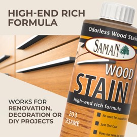 SamaN Interior Water Based Wood Stain - Natural Stain for Furniture, Moldings, Wood Paneling, Cabinets (Sesame TEW-203-12, 12 oz)