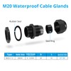 10 Pack M20 20mm IP68 Waterproof Black Cable Glands, Suitable