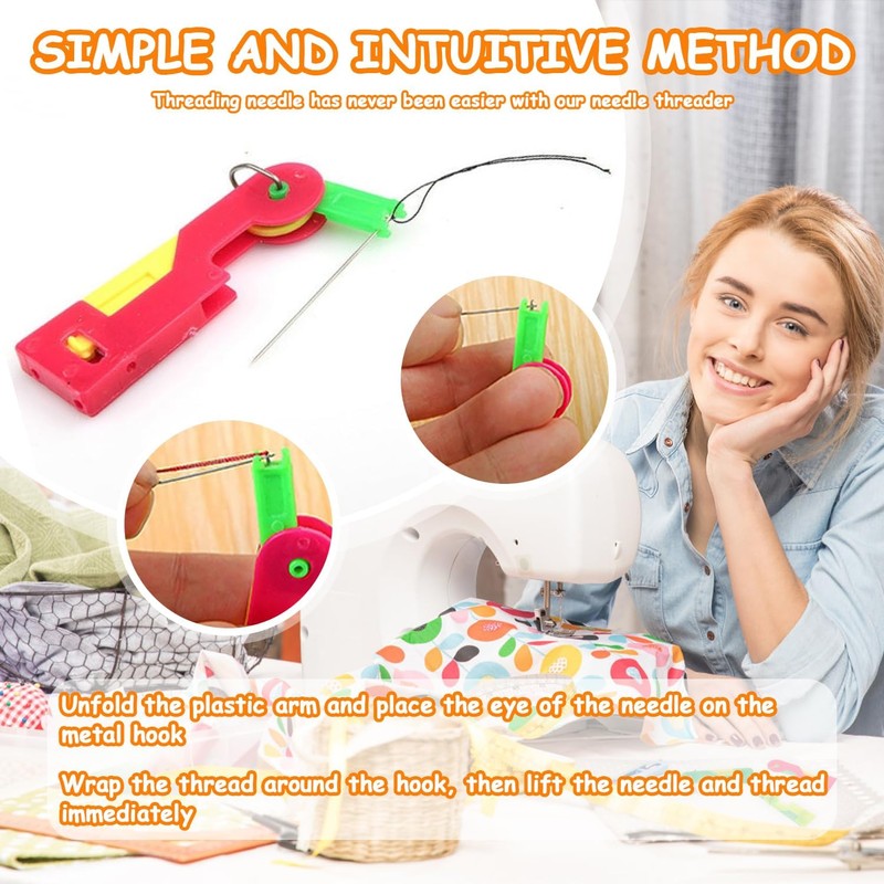 5 Pcs Automatic Needle Threader, Plastic Sewing Machine Needle Threader,