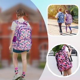 Bansusu Geometric Print Kids Backpack for Girls Boys School Bag Bookbags