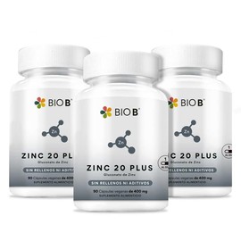 BIO B ǀ 3 Pack Zinc 20 Plus ǀ 90 Cápsulas Veganas
