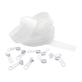 YKK #5 Coil Zipper Chain with Pulls (5-Yards of Zipper Chain and 10 Pulls) Color White