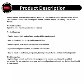 Fumingpal 20"  Folding Shower Seat Wall Mounted Stainless Steel Foldable Bath Chair 350 lb