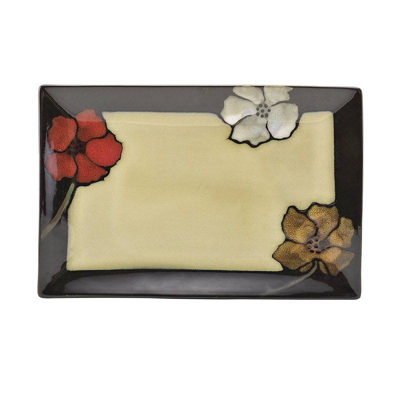 Pfaltzgraff Painted Poppies Rectangular Serving Platter, 14-Inch-by-9-Inch
