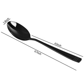 Yuright 12 Pieces Stailess Steel Dessert Spoons, Small Dessert Spoons, Black, F