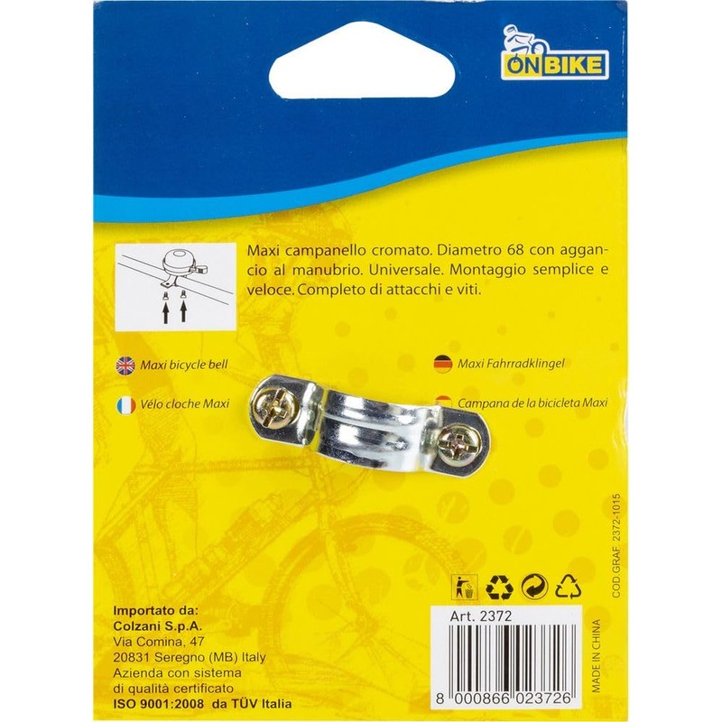 Maxi Universal Fahrradklingel Stahl verchromt Durchmesser 6,8