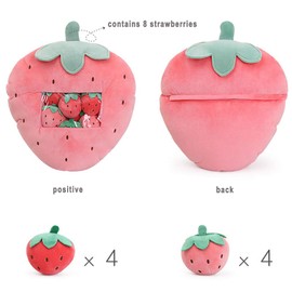 REFAHB Cute Throw Pillow Stuffed Strawberry Toys Removable Fluffy Creative Gifts for Teens Girls Kids,
