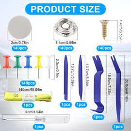 Set of 140 roof liner repair kit, car canopy repair with pins, screwdriver, tape measure, car repair rivets, car canopy repair, car roof liner repair button for all cars