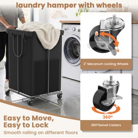 150L Large Laundry Hamper with Wheels, Rolling Laundry Basket