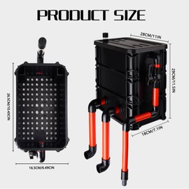 Finaqua 3-Layer Aquarium Filter Box for 10-55 Gal Fish Tank/Turtle Tank - Adjustable Water Inlet with 3 Filter Pads, External Fish Tank Filtration System