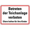 LEMAX® Sign Aluminium "Betreten der Teichanlage verboten Eltern haften für ihre Kinder [German Language] 200 x 300 mm