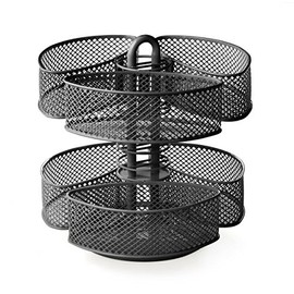 Nifty Organizing Carousel – Black Powder Coat Finish, Spins 360-Degrees, Cosmetic Bathroom or Bedroom Vanity Storage, Beauty Supplies Organizer, Lazy Susan Platform