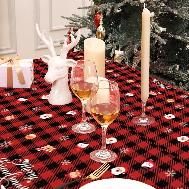 POPOYU Pack of 2 Christmas Tablecloths, 137 x 274 cm,