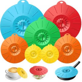 Unbranded 7Pack Silicone Lids, Microwave Splatter Cover, 5 Sizes Reusable Food Suction Lid