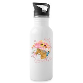 Spreadshirt Bibi And Tina Competition In The Forest Water Bottle With Straw, 600 ml, White