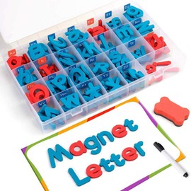 IPT Magnetic Alphabet, 212 Pieces, Magnetic Absorption, 2 Capital Letters, 6 Lower Cases, 2 Question Marks, Exclamation Marks, EVA with Whiteboard, English Learning ◇ZM-01