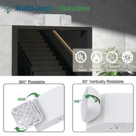 GRUENLICH LED Commercial Emergency Light with Dual Head and Backup Battery, US Standard, AC 120-277V, Hardwired Emergency Light Fixtures for Business Office Power Outages, 1-Pack