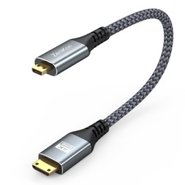 ZeniKon 4K Micro HDMI to Mini HDMI Cable 1FT for Raspberry Pi 5/4 Camera to Portable Monitor, High Speed Short Mini HDMI to Micro HDMI Cable Male to Male Braided Cord 4K@60Hz, 2K, 1080P, 3D, HDR, ARC