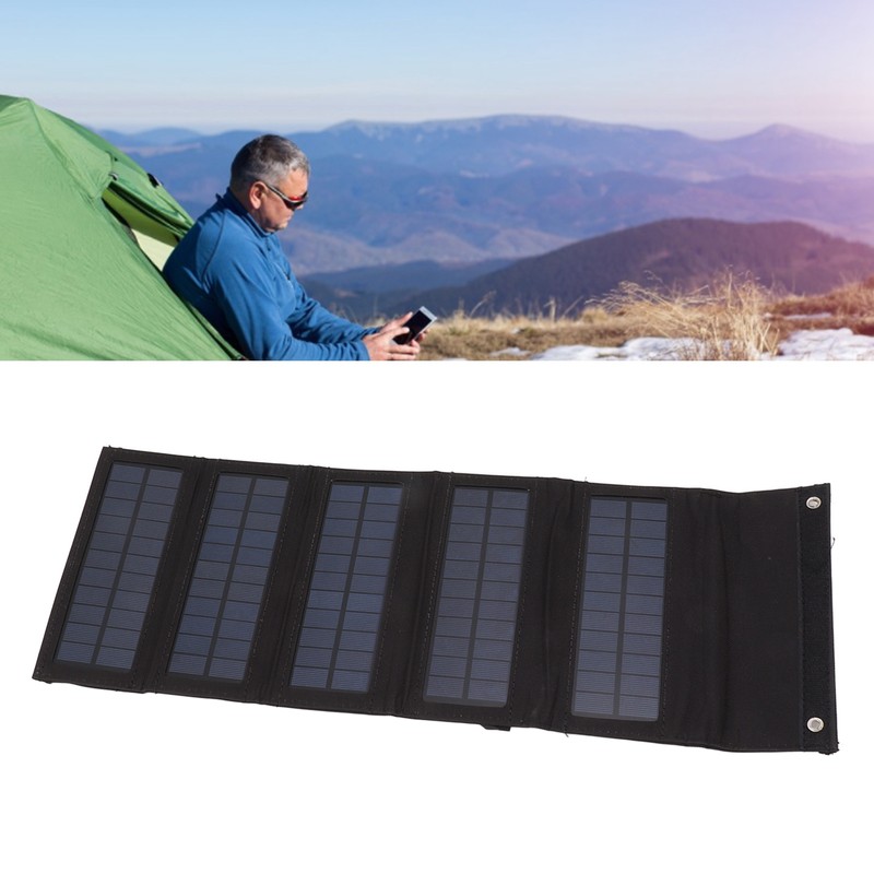 50W Portable Solar Panel Bag Monocrystalline Silicon 5 Folding Solar