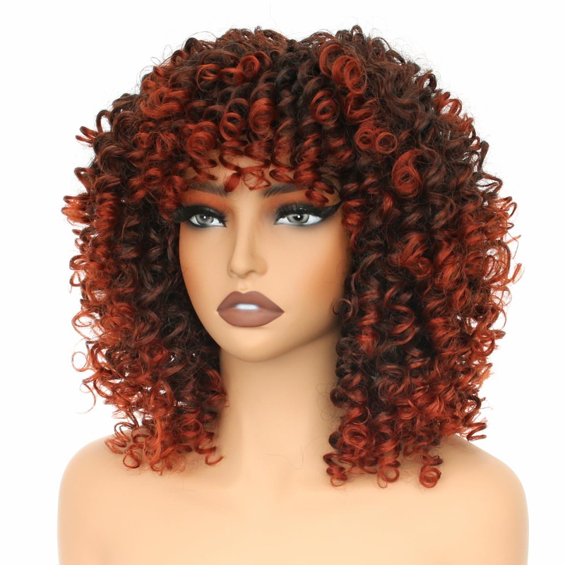 PORSMEER Pelucas Afro Rizadas De 35 Cm Para Mujer, Cortas,