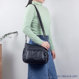 VOLGANIK ROCK Ladies Handbag Soft PU Leather Crossbody Bag for Women Lightweight Shoulder Bag Multi Pockets Crossbody Handbag for Women Ladies