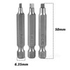 50mm Square Head Screwdriver Bit Set with 1/4 Inch Hex