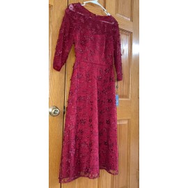 Adrianna Papell Women’s Formal Dress Size 8 Sequin Embroidered Red ADRIANNA PAPELL Lace Cocktail