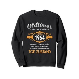 60th Birthday Oldtimer Men's 1964 Slogan Funny Sweatshirt, black