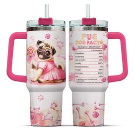 99WHALE Dog Mom Gifts, Quartz Camelia Adults Yellow Women Parade Coffee Handle Simple Hot Cups Worlds Primrose, Funny Pug Dog Nutrition Facts, Tumbler 40 Oz With Handle Lid And Straw