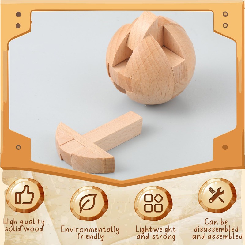 Yilloog Wooden Puzzle Brain Teasers 3D Logic Puzzles, Brain Teaser