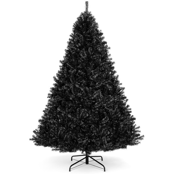 Best Choice Products 6ft Artificial Full Black Christmas Tree Seasonal Holiday Decoration for Home, Office, Party Decoration w/ 947 PVC Branch Tips, Metal Hinges, Foldable Base