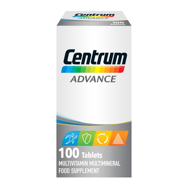 Centrum Advance Multivitamin & Mineral Tablets, 24 Essential Nutrients Including Vitamin D, Complete Multivitamin Tablets, 100 Tablets