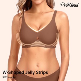 Bras for Women No Underwire Wireless Push up Bra Full Coverage Bralettes Comfortable Everyday Bras with Support and Lift Brown