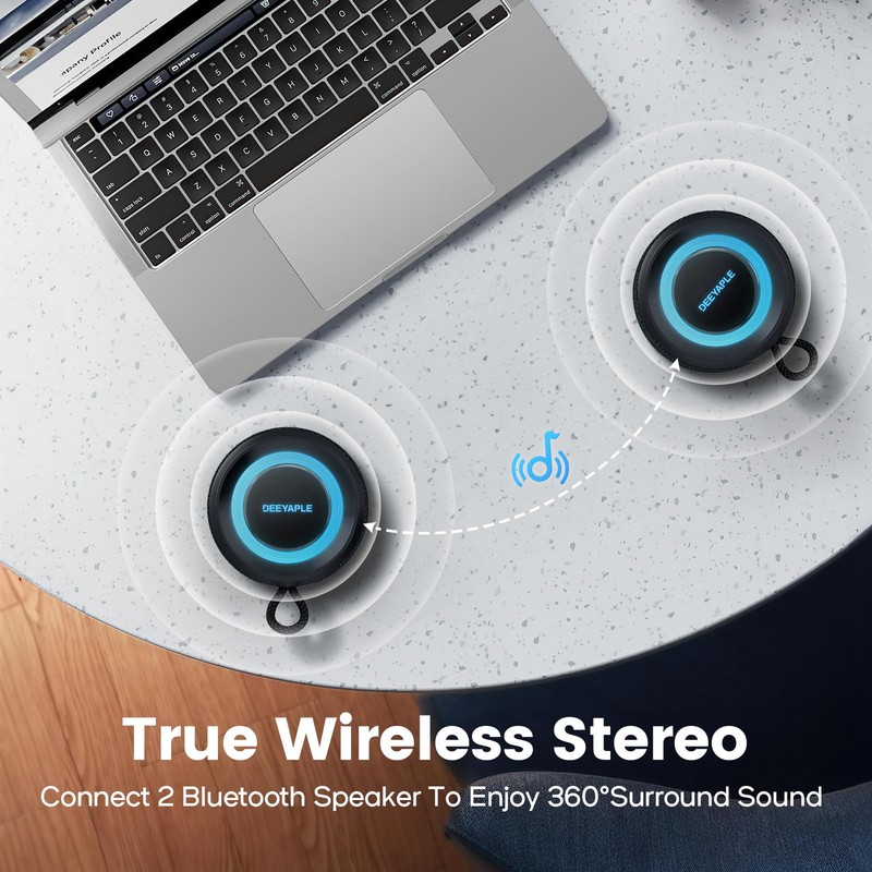 Deeyaple Portable Bluetooth Speaker, IP67 Waterproof Mini Bluetooth Speaker Wireless