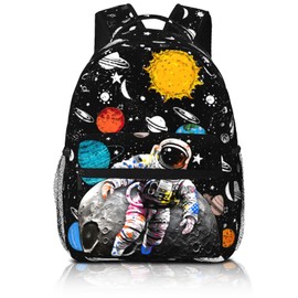 MORGOMON Space Astronaut Backpack for Boys & Girls Backpack for Kids Astronaut Print School Bag Lightweight Waterproof Adjustable Bookbag for Children Teens Gamer Travel Daypack