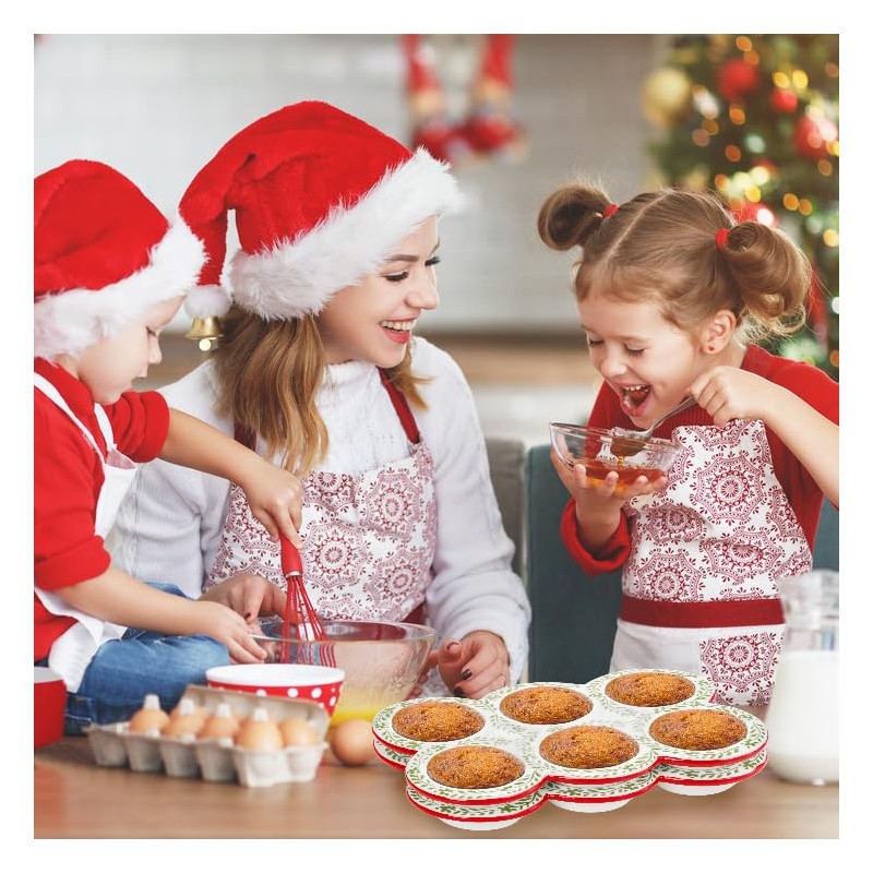 Hiceeden 2 Pack Ceramic Muffin Pans, 6 Cup Non-Stick Muffin