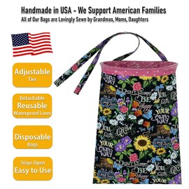 NeatCarBags Car Trash Bag Hanging Front Seat Back Seat Headrest Console - Car Trash Bin with Reusable Waterproof Liner and Disposable Bags - Car Waste Basket (Large Pink/Sunflower)