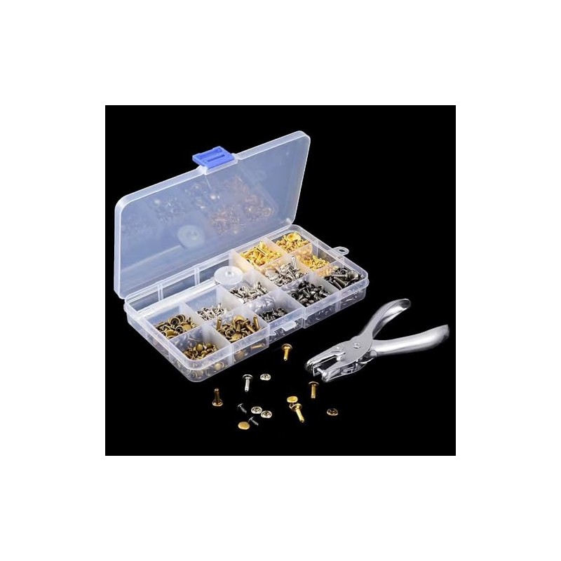 Yiarsky Leather Rivet Set, 180 Sets Metal Rivets Double Cap