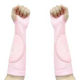 YIKANGHENG Volleyball Protective Gear, 1 Pair Black Elastic Volleyball Arm Sleeves with Latex Pads for Sports (pink)