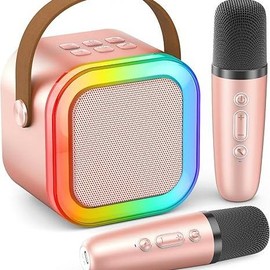 Bluetooth Karaoke Machine with 2 Wireless Mics ‚Äì Family Singing Toy for Girls & Boys Age 3-12+, Kara fun Ready, Fun Home Entertainment for Kids & Adults, Great for Game Night, Parties & Music Time:_Pink