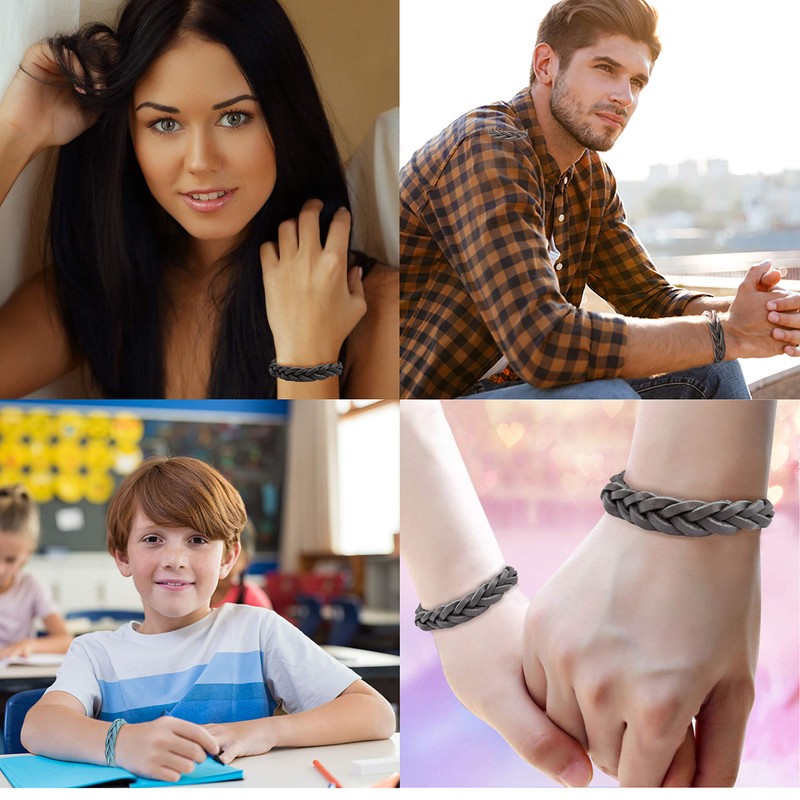 Essential Oil Aromatherapy Diffuser Bracelet, Braided Leather, Unisex (Large, Red)