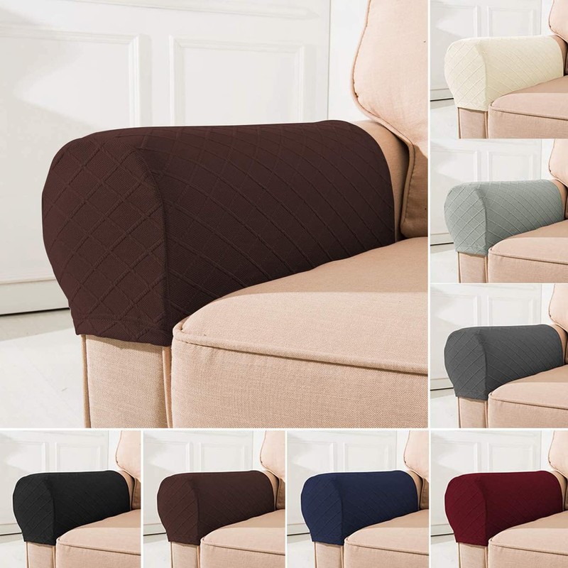 NEKOSUKI Arm Rest Covers, Set of 2 Stretch Diamond Pattern