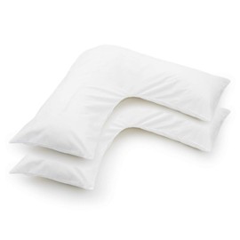 mFabrics Pack of 2 | Poly-Cotton Plain Dyed V Pillow Covers | UK V-Shaped Pillowcase Pair (White)