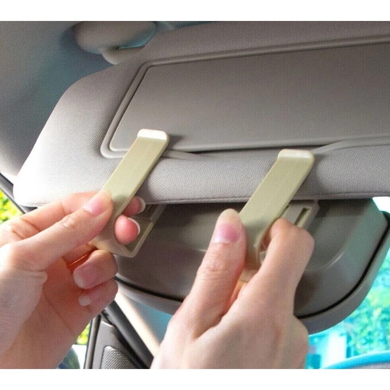 Grey Universal Fit Car Sun Visor Snap-On Clip Mount Eye