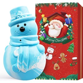 Zimtty Christmas Dog Toys, Indestructible Squeaky Dog Chew Toys for Aggressive Chewers, Tough Dog Chew Toys for Large Medium Dogs Breed with Non-Toxic Natural Rubber (Blue Snowman)