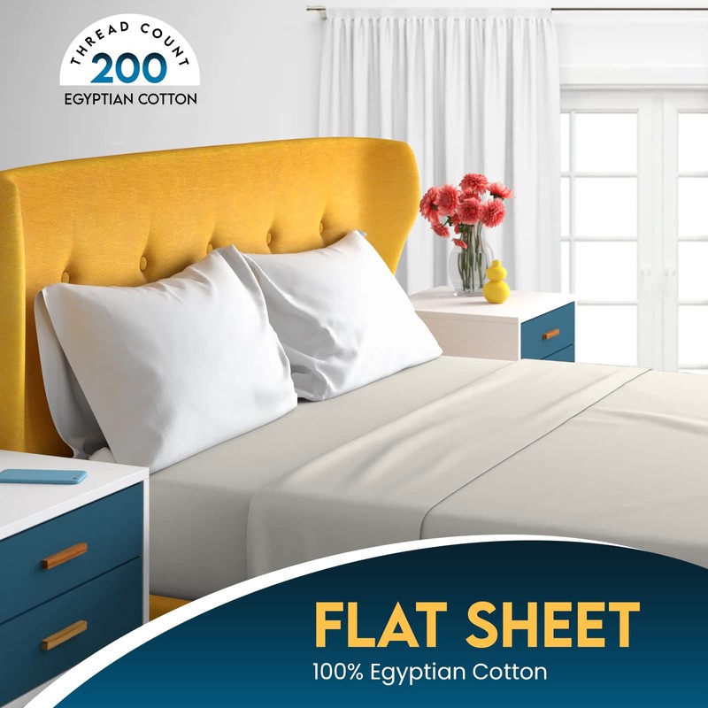 Sunshine Comforts Egyptian Cotton Flat Sheets Super King Size Breathable,