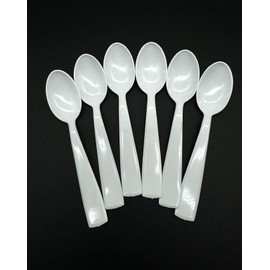 Spoon, 10 cm, children's spoon, espresso spoon, mocha spoon, set of 6, plastic, white