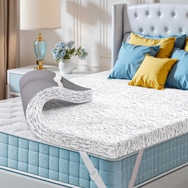 CHUN YI Cooling Memory Foam Mattress Topper Full, 4 Inch Bed Topper for Pressure Relief, Mattress Pad with Removable Cover, CertiPUR-US Certified